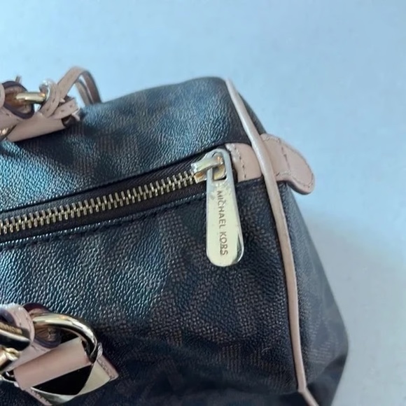 Michael Kors Women Grayson Boston Large Hand Bag Leather Canvas Brown/cr… - Picture 9 of 9